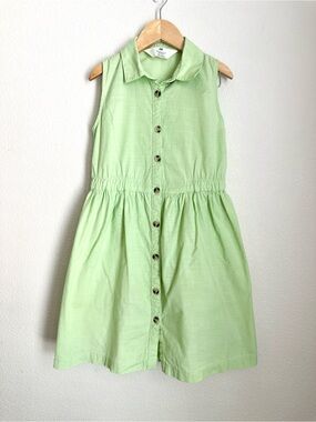 H&M Girl’s Lime Green Sleeveless Button-Front Dress Size 6X